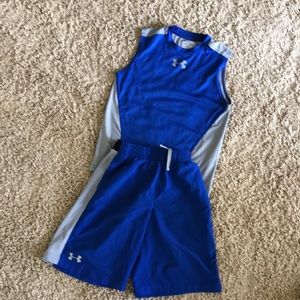 Under Armour shorts and muscle shirt